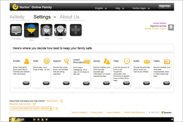 Norton Family parental control