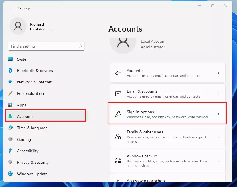 Change Windows 11 Password