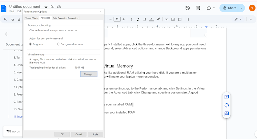 Increase Virtual Memory